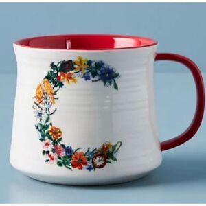 Anthropologie floral bouquet monogram C coffee/ tea mug by Nathalie lete
